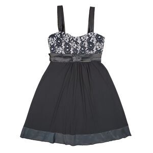 Vtg Y2K Taboo Babydoll Dress Satin Trim Whimsigoth Dark Floral Homecoming Party